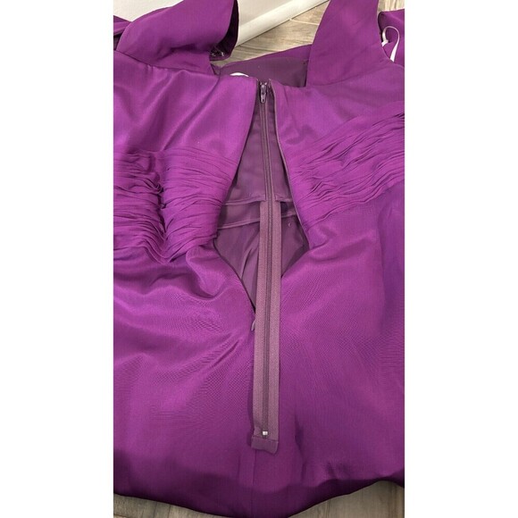 MARCHESA NOTTE Purple Silk Gold Sequin Ruched Long Evening Dress Ret $1095 Sz 16 - Picture 8 of 13